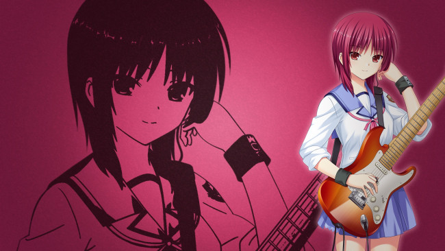 Обои картинки фото аниме, angel beats, фон, взгляд, девушка