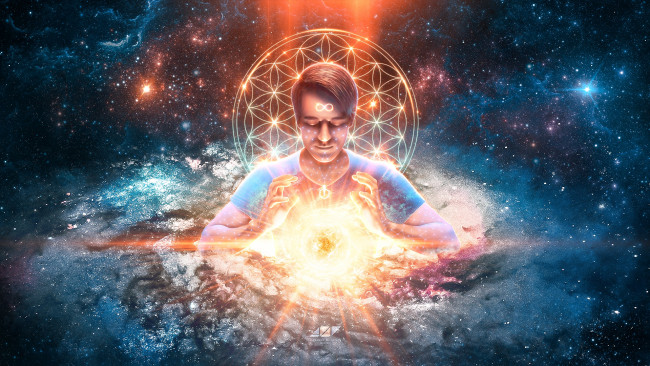 Обои картинки фото фэнтези, магия, дух, медитация, солнце, космос