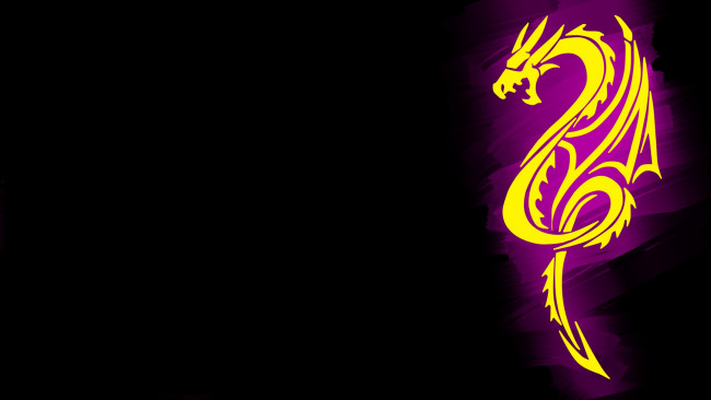 Обои картинки фото рисованное, минимализм, розовое, Черное, тату, желтое, дракон