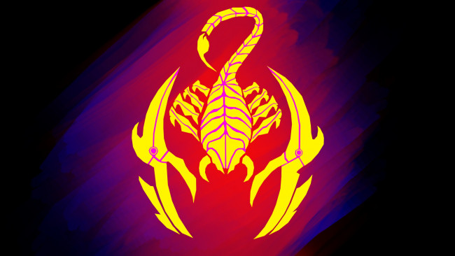 Обои картинки фото рисованное, минимализм, тату, синее, красное, скорпион