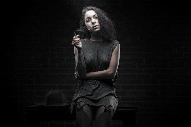 Обои картинки фото девушка, девушки, -unsort , Черно-белые обои, модель