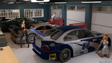 Картинка 3д+графика люди-авто мото+ people-+car+ +moto фон взгляд девушки