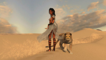 Картинка 3д+графика люди+и+животные+ people+and+animals взгляд девушка фон