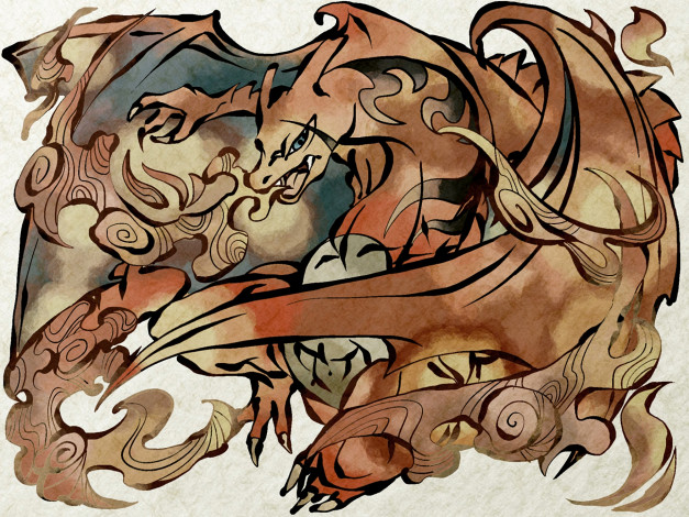 Обои картинки фото аниме, pokemon, покемон, дракон, charizard, монстр