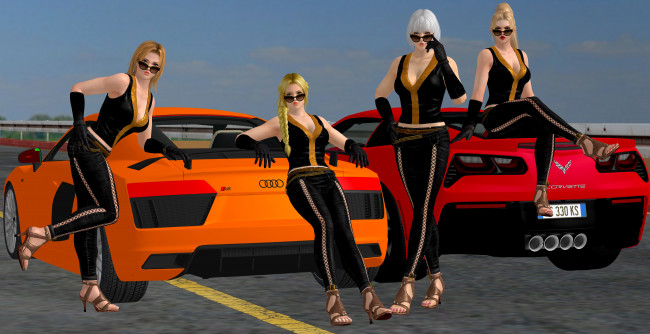 Обои картинки фото 3д графика, люди-авто, мото , people- car ,  moto, фон, взгляд, девушки