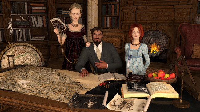 Обои картинки фото 3д графика, фантазия , fantasy, фон, взгляд, девушка