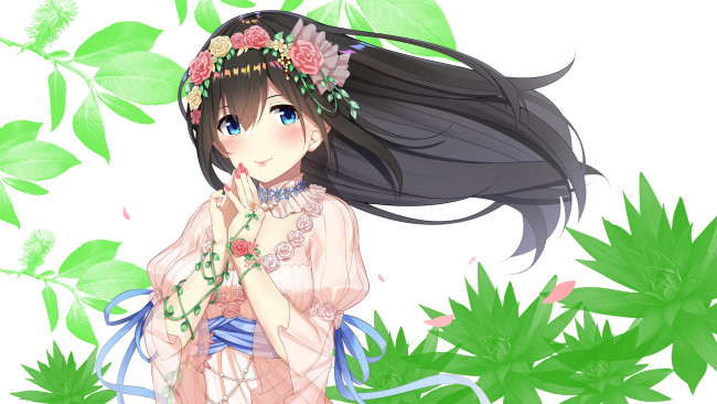 Обои картинки фото аниме, idolm@ster, девушка, фон, взгляд