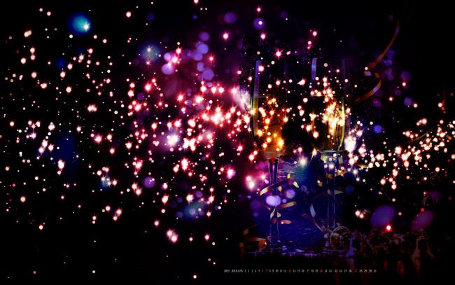 Обои картинки фото календари, праздники,  салюты, фужер, боке, бокал