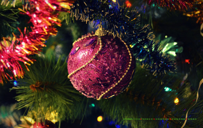 Обои картинки фото календари, праздники,  салюты, ветка, мишура, шар, игрушка
