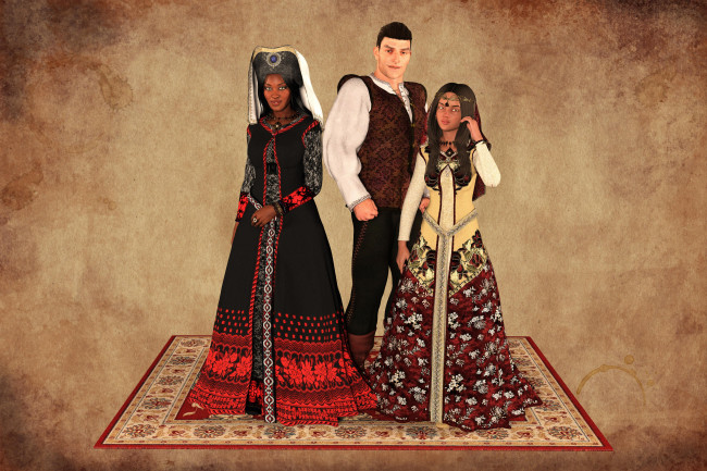 Обои картинки фото 3д графика, люди , people, фон, взгляд, девушки