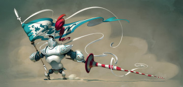 Картинка рисованное комиксы копье доспехи фон флаг рыцарь