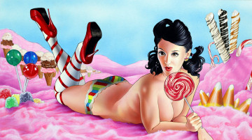 Картинка рисованное люди девушка фон взгляд леденец