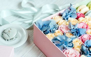 Картинка цветы букеты +композиции розы гортензия