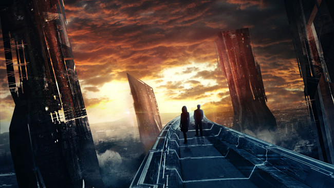 Обои картинки фото фэнтези, иные миры,  иные времена, мужчина, девушка, фон, мост