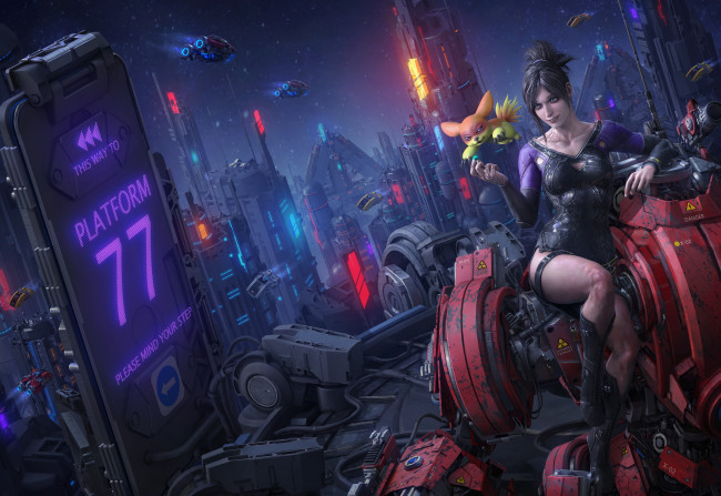 Обои картинки фото фэнтези, девушки, фон, девушка, взгляд, униформа