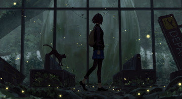 Картинка аниме unknown +другое+ девушка кот кошка