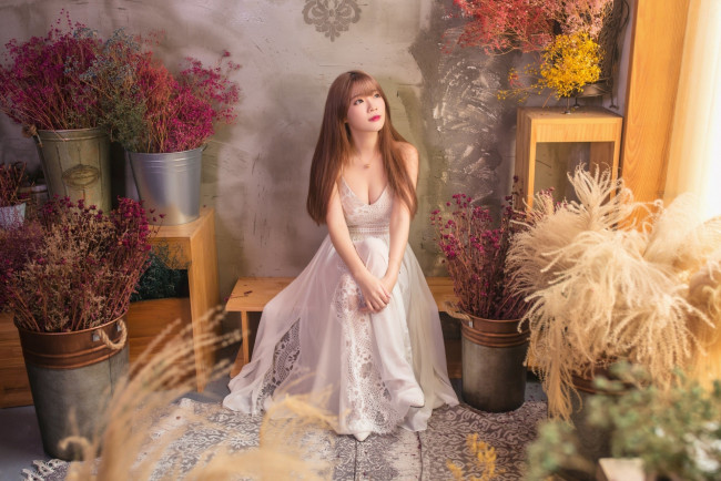 Обои картинки фото девушки, - азиатки, декольте