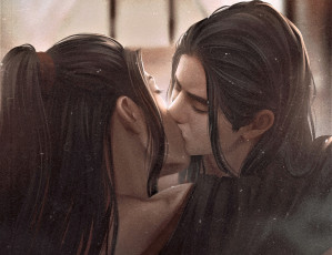 Картинка рисованное кино +мультфильмы вэй усянь лань ванцзы поцелуй