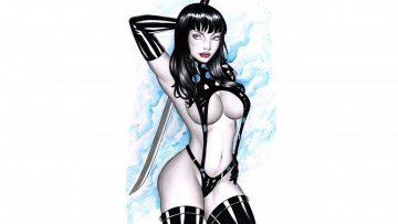 Картинка рисованное elberty+oliveira девушка фон униформа катана