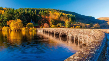 Картинка garreg+ddu+dam lower+elan+valley +wales uk города -+мосты garreg ddu dam lower elan valley wales