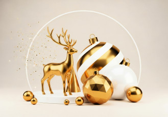 Картинка праздничные украшения фигурка олень игрушки шарики