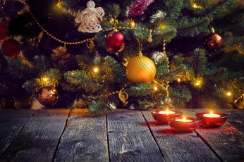 обоя праздничные, новогодние свечи, новогодняя