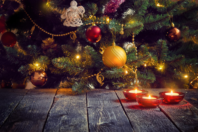 Обои картинки фото праздничные, новогодние свечи, новогодняя