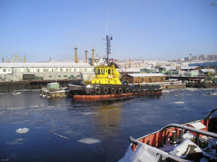 обоя буксир, пак, корабли, баркасы, буксиры