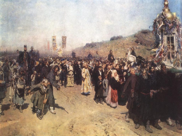 Обои картинки фото репин, крЁстный, ход, курской, губернии, рисованные, илья