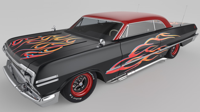 Обои картинки фото автомобили, 3д, 1963, chevrolet, impala