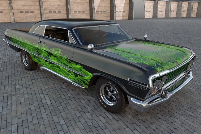 Обои картинки фото автомобили, 3д, 1963, chevrolet, impala