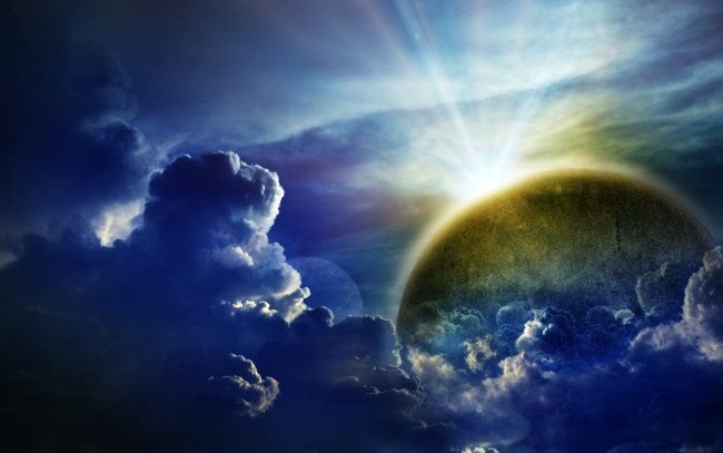 Обои картинки фото фэнтези, другое, свет, лучи, тучи, облака, небо, пейзаж