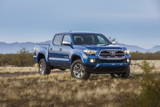 Обои картинки фото автомобили, toyota, 2016г, tacoma, limited, double, cab, синий
