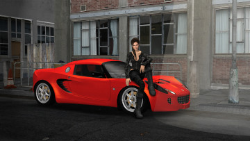 Картинка автомобили 3d+car&girl девушка взгляд фон автомобиль