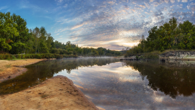 Обои картинки фото природа, реки, озера, облака, река, лес