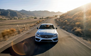 Картинка автомобили mercedes-benz скорость мерседес белый дорога шоссе трасса горы