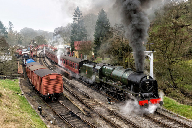 Обои картинки фото техника, паровозы, рельсы, паровоз