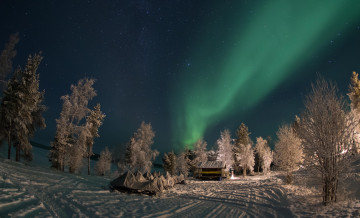 Картинка природа северное+сияние простор