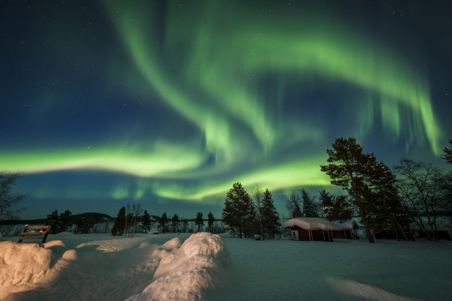 Обои картинки фото природа, северное сияние, простор