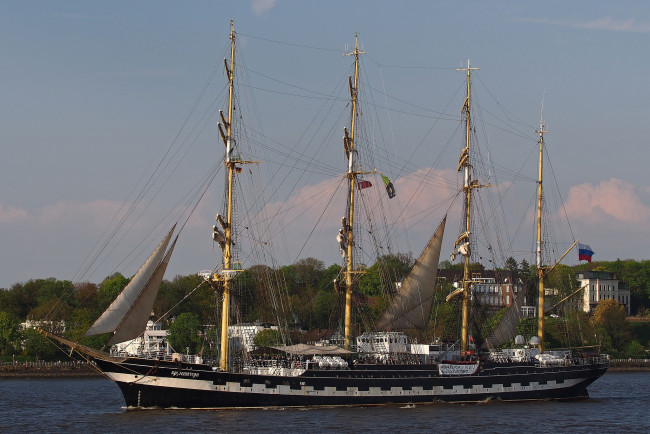 Обои картинки фото kruzenshtern , крузенштерн, корабли, парусники, мачты, паруса