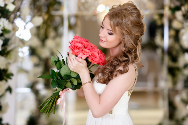 Обои картинки фото девушки, -unsort , невесты, белое, платье, невеста