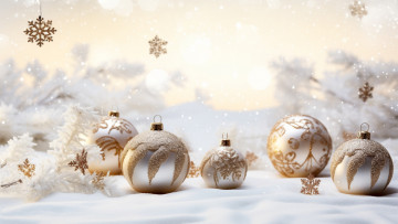 обоя праздничные, - разное , новый год, зима, шарики, снег, снежинки, природа, узоры, рождество, сугробы