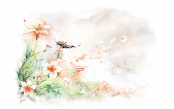 Картинка рисованное дети цветы девочка