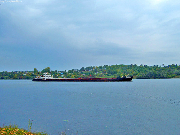 Обои картинки фото плес, левитановская, осень, корабли, баржи