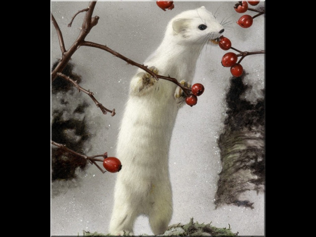 Обои картинки фото рисованные, животные, горностаи