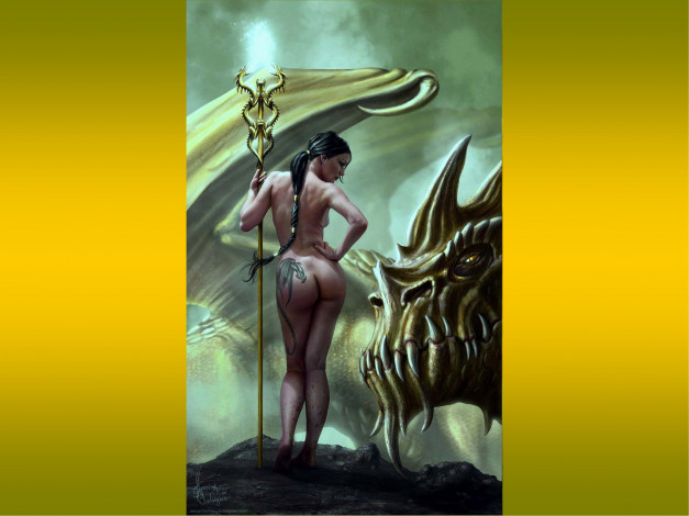 Обои картинки фото укротительница, драконов, фэнтези, красавицы, чудовища