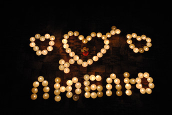 Картинка праздничные день св валентина сердечки любовь свечи надпись я тебя люблю