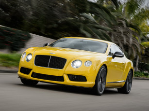 обоя автомобили, bentley, gt, v8, s, continental, желтый, 2013г, coupe
