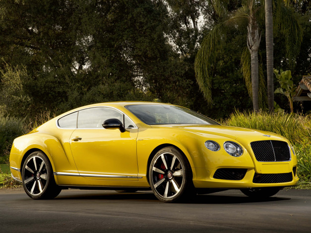 Обои картинки фото автомобили, bentley, continental, gt, v8, s, coupe, 2013г, желтый