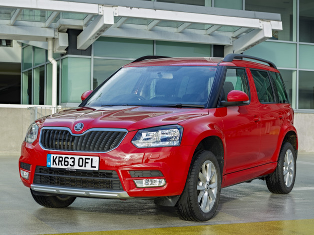 Обои картинки фото автомобили, skoda, красный, uk-spec, 2014г, yeti